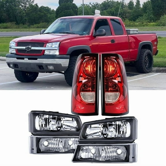 Nilight Headlight and Taillight Assembly Combo Compatible with 2003 - 2006 Chevy Silverado 1500 1500HD 2500 2500HD 3500 2007 Chevy Silverado 1500 2500 3500 Classic OE Style