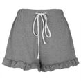 thumbnail image 6 of zbxnLI Pajama Shorts for Women Ruffle Wide Leg Casual Shorts Elastic Waist Drawstring Lounge Shorts, 6 of 7