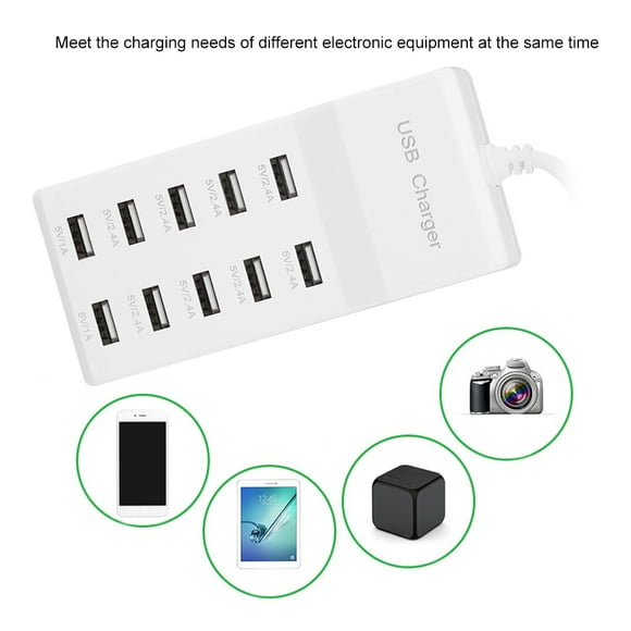 Fast Charging USB for Mobile Phone, 10 Port, Intelligent Charging, Materials, Strong Compatibility