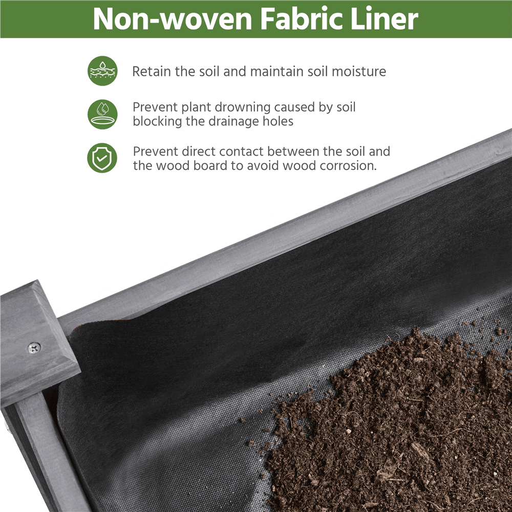 Alden Design Fir Wood Elevated Planter Raised Bed for Garden/House/Yard/Outdoor/Indoor, Gray