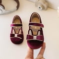 thumbnail image 2 of Toddler Little Girl Mary Jane Dress Shoes Ballet Flats for Girl Party Shoes Bowknot Princess Shoes Purple 6(21), 2 of 6