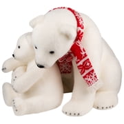 Northlight Sitting Polar Bear Mom and Cub Christmas Figure - 14.5 - White and Red