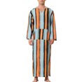 thumbnail image 2 of Lars Amadeus Striped Nightshirts for Men's V Neck Long Sleeves Pajamas Nightwear, 2 of 4