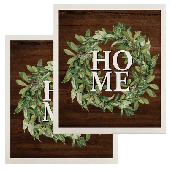 Briarwood Lane Farmhouse Wreath Swedish Dishcloth (2-pack)