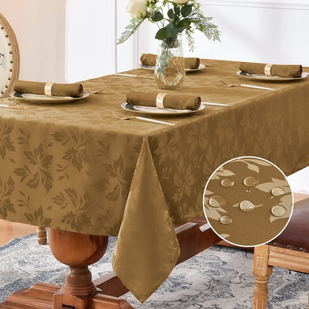 Romanstile Mantel rectangular de jacquard de otoño – Manteles decorativos con estampado floral de damasco impermeables, manteles de tela pesados para cenas/fiestas/vacaciones, 60 x 102 pulgadas, color
