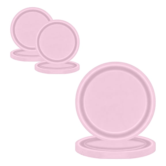 20 Pcs Pink Paper Plates, 7 Inch Pastel Disposable Dinnerware for 20 Guests, Solid Pink Dessert Plates for Baby Shower Birthday Party Supplies