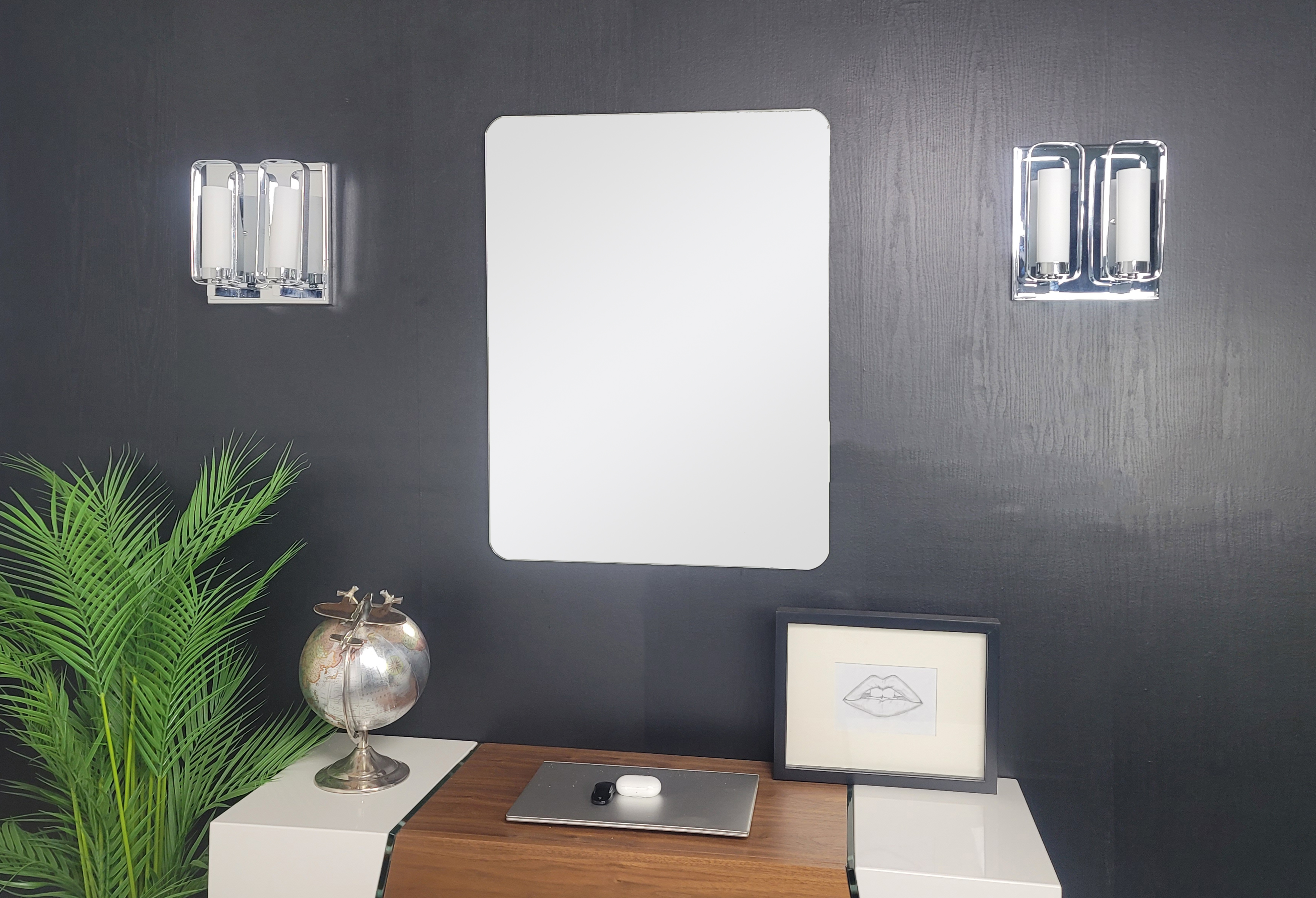 Barnard 19 in. W x 27 in. H Rounded Rectangular Frameless Bathroom Vanity Mirror