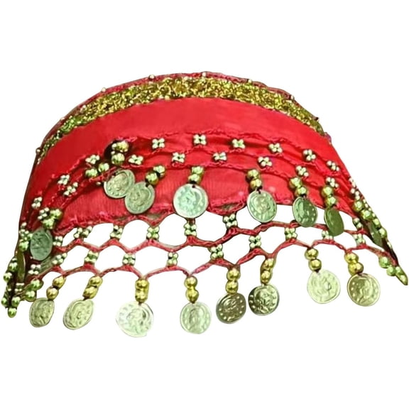 Dog Belly Dance Costume, Sequin & Coin Waist Wrap, Adjustable Pet Party Outfit for Small Medium Dogs