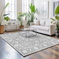 thumbnail image 4 of Light Gray Boho Paisley Rectangle Rug 6'x9' Vintage Floral Classic Traditional Washable Area Rugs for Living Room Bedroom Entryway Non Slip&nbsp; Entrance Door Mat Indoor Floor Carpet, 4 of 9
