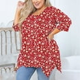 thumbnail image 5 of Fartey Plus Size Summer Shirts for Women 2025 Half Sleeve Crew Neck Tunic Tops Flowy Side Split Hem Shirt Dressy Casual Boho Floral Print Tshirt Holiday Blouses Multicolor XL, 5 of 8