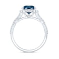 thumbnail image 2 of Rosec Jewels Real London Blue Topaz Diamond Engagement Ring with Halo - Designer Ring - AAA Quality - with Jewelry Box, 925 Sterling Silver, US 4.00, 2 of 8