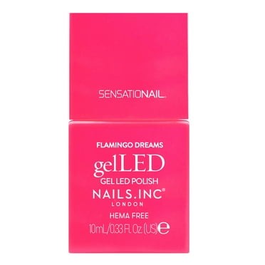 Nails.INC x Sensationail GelLED Gel Nail Polish, Flamingo Dreams, Bright Neon Pink, 0.33 Fl Oz