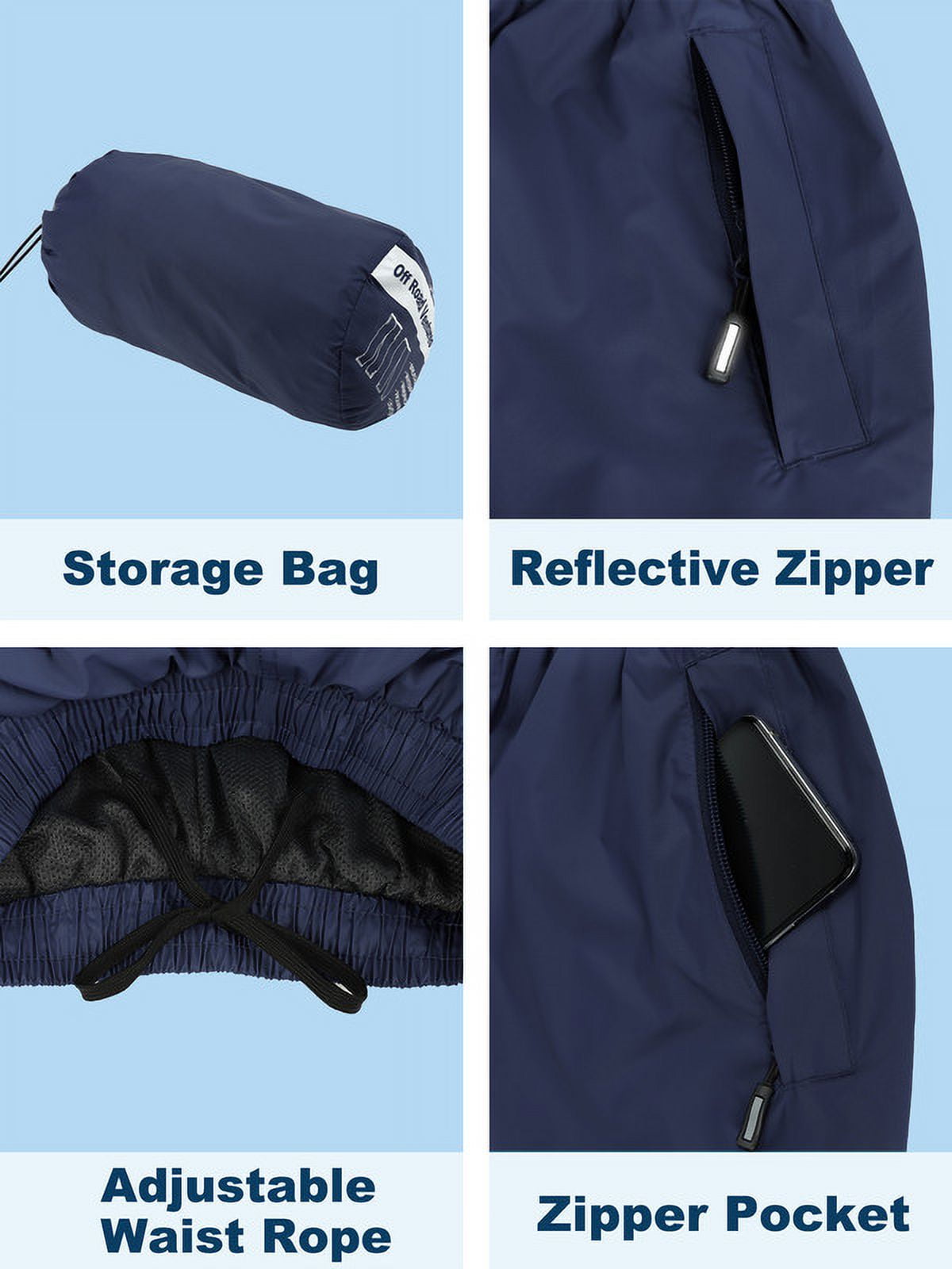 Off Road Ventures Womens Waterproof Rain Pants Lightweight Breathable Windbreaker Hiking Pants for Outdoors Golf