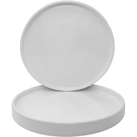 2 Pack Ceramic Plant Saucer Pot Tray 6 Inch, Planter Saucers 4 5 7 8 9 10 11 12 13 Inch for Indoors Outdoor, Durable Sturdy Flower Drainage drip Water Glazed Pots Base (6.4 Inch-White)
