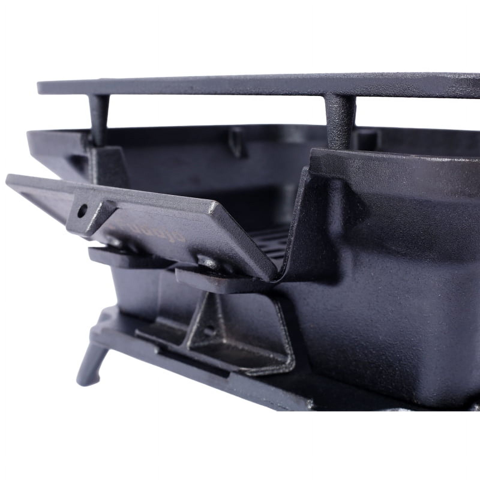 100% Cast Iron Charcoal Hibachi Grill - Portable Barbecue Grill (19.6 x 10.6 inches) for Picnics, Camping, Family Gatherings
