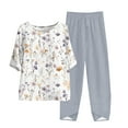 thumbnail image 2 of Taylonsss Women's Casual Round Neck 5/4 Sleeve Top And Pants Digital Printing Two-piece Set, 2 of 5