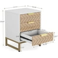 thumbnail image 3 of Tribesigns 3 Drawers Nightstand Set of 2, Modern Bedside Table with Unique Chevron Design for Bedroom (White & Wood Color), 3 of 6