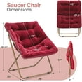 thumbnail image 2 of QRKD Foldable Oversized Moon Chair, Large Soft Lazy Cozy Comfortable Faux Fur Square Saucer Moon Chair for Teens and Adults, Burgundy, 2 of 20