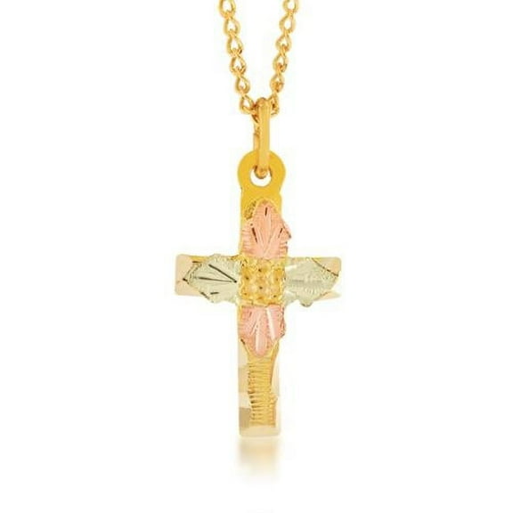 Mt Rushmore Black Hills Gold G 274 Black Hills Gold Dainty Etched Cross Pendant