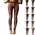 thumbnail image 3 of Women's Halloween Leggings Skeleton Rose Print Buttery Soft Casual Running Workout Leggings, 3 of 5