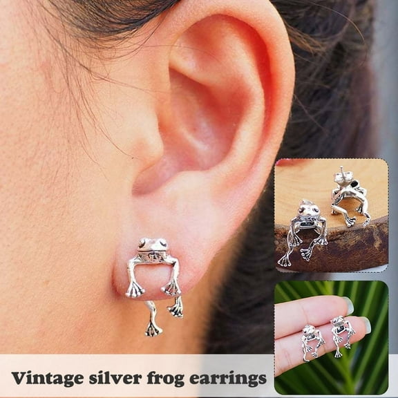 2 Way Frog Earrings for Frog Lover Jewelry Retro Stud Detachable Earrings Gift for Women