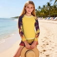 thumbnail image 5 of hengsof Girls Long Sleeve Crewneck UV Protection Swimsuit Set Fashion Printed Conservative Quick Dry Rash Guard with Swim Shorts Two Piece Set, 5 of 8