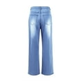 thumbnail image 5 of WTOBBY Women's Wide Leg Jeans, High Waist Straight Leg Stretch Denim Pants with Multiple Pockets, Comfortable and Casual Trousers for Everyday Outfits,Light Blue 2XL, 5 of 5
