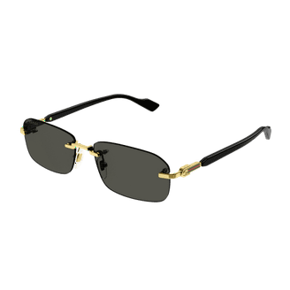 ☆極美品☆ GUCCI 1500L ゴールド スクエア 黒 ギャランティつき Gucci GG 1254S 001 Logo Black Gold Shades Grey Oversized Woman