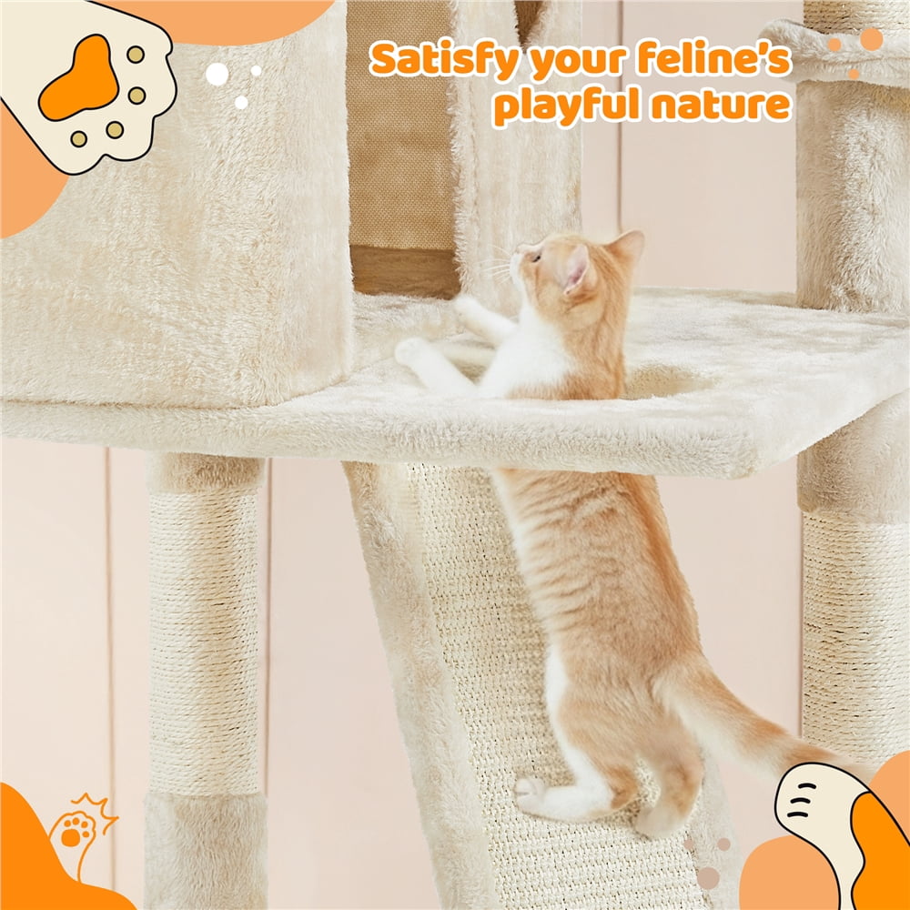 Yaheetech 76.5-inch Cat Tree Cat Tower with Condos, Beige