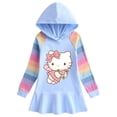 thumbnail image 3 of Hello Kitty-vestido de algodón con dibujos de arcoíris para niñas, suéter con capucha de manga larga, falda de princesa, ropa para niños, primavera y otoño, 3 of 5