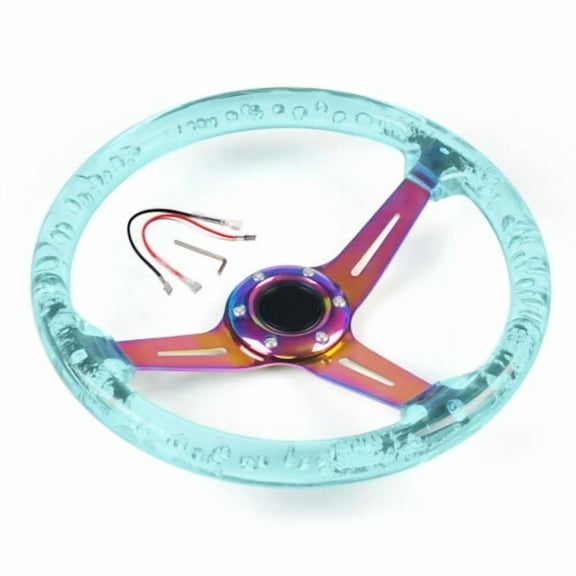 350mm 14inch ABS 71mm Deep Dish Racing Car Acrylic Steering Wheel Light Blue