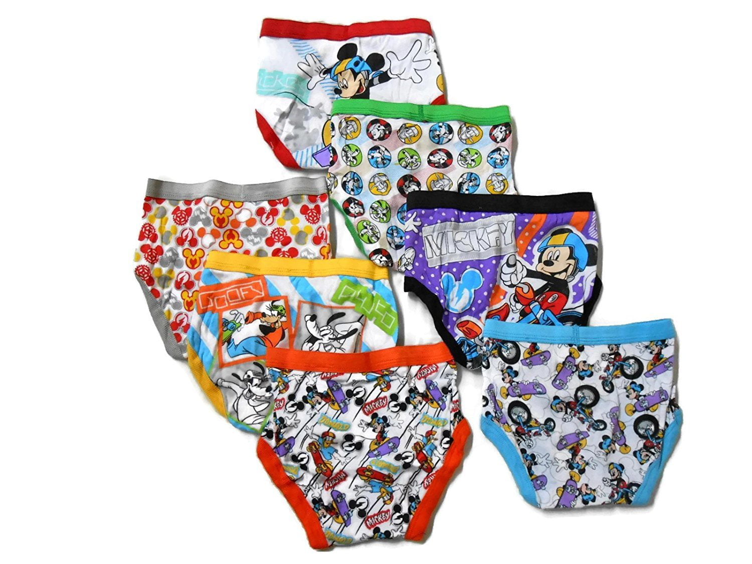 Disney Little Boys' Seven Pack Mickey Mouse Briefs, Assorted, 4T 