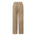 thumbnail image 6 of LEKODE Straight Leg Corduroy Pants Women Comfy Drawstring Elastic Waist Pants with Pockets Casual Joggers Khaki M, 6 of 6