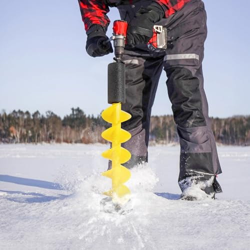 Ice Auger Drill for Ice Fishing, 6 inch 2.87lbs Lightweight Nylon Ice Drill Auger Bit with Stainless Steel Blades, Compatible with Electric Drill for Ice Fishing Camping Replacement Part, Yellow