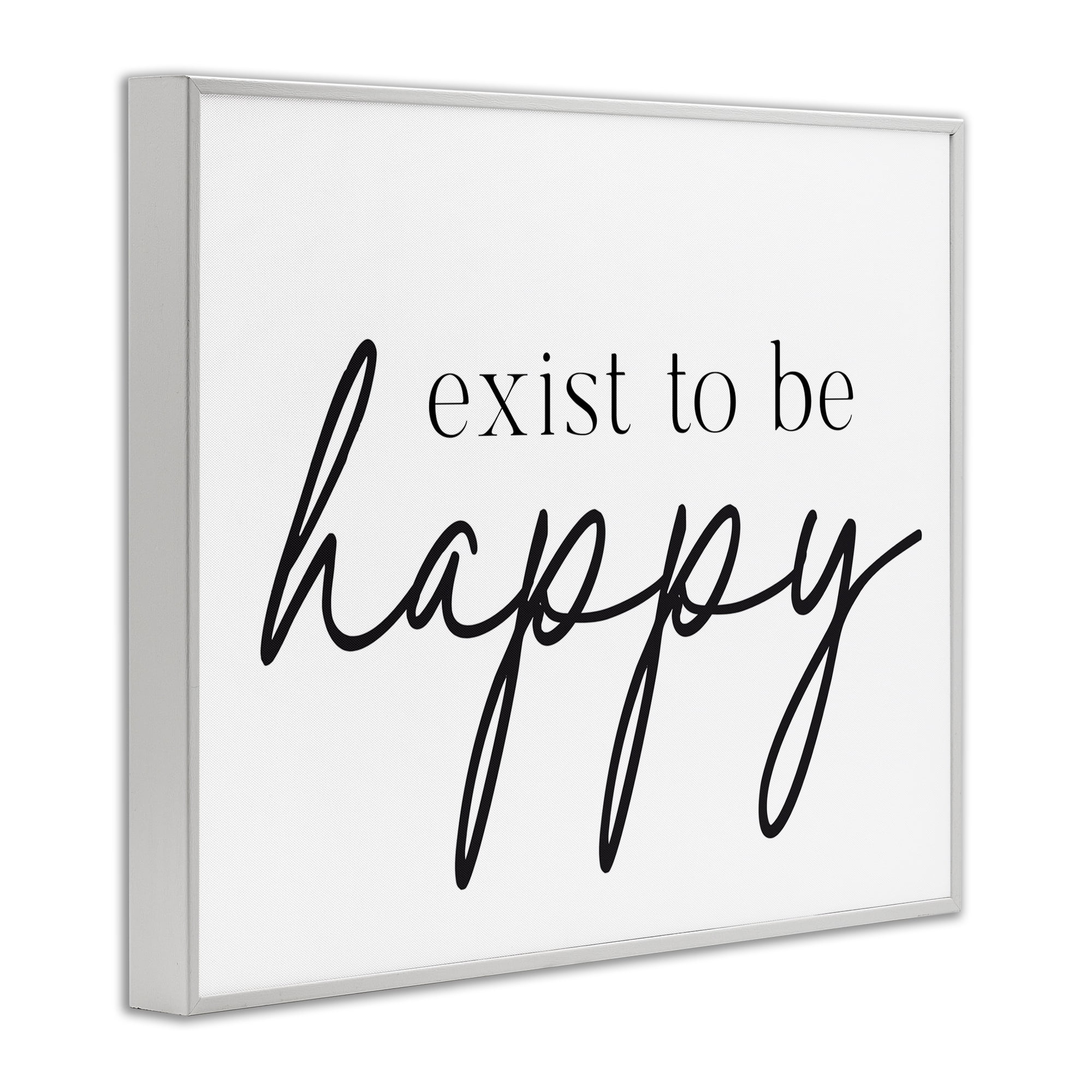 Exist To Be Happy White Framed Giclee Art, design by Lettered and Lined