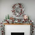 thumbnail image 2 of Northlight Pre-Lit Battery Operated Snowy Bristle Pine Christmas Wreath - 30" - Warm White LED, 2 of 5
