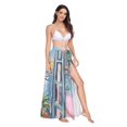 thumbnail image 2 of FORMRS Womens Long Sarong Beach Wrap Semi-Sheer Bikini Skirt Bathing Swimsuit Cover Up, Blue Sea Boat, 2 of 7