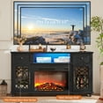 thumbnail image 4 of 59" Fireplace TV Stand with 26.1" Electric Fireplace for TVs Up to 65", LED Light Entertainment Center and Storage, Highlight Cabinet - Black, 4 of 9