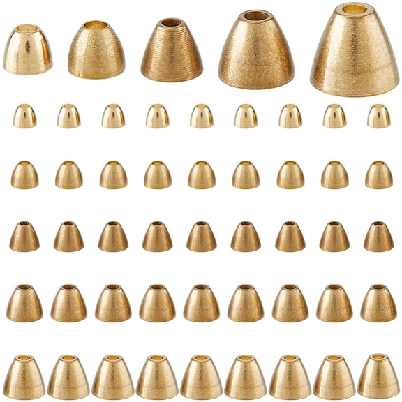 50Pcs 5 Styles Fly Tying Tungsten Beads Gold Brass Cone End for Fly Tying Tungsten Slotted Beads for Flytying Bead Material for Fly Fishing