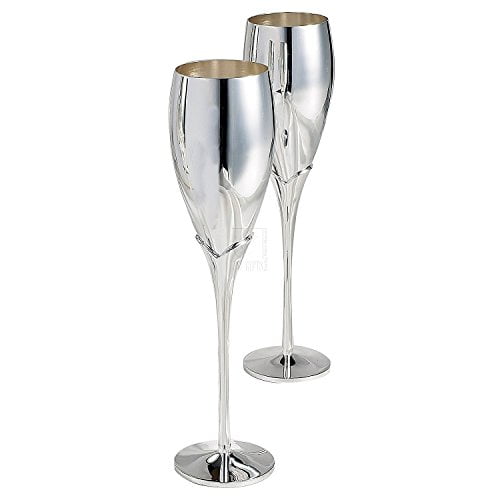 Elegance Silver Pair of Silver Champagne Flutes