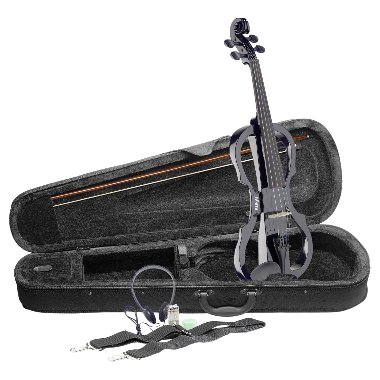 Stagg 4/4 Electric Violin with Soft Case & Headphones - Black - EVN X-4/4 BK