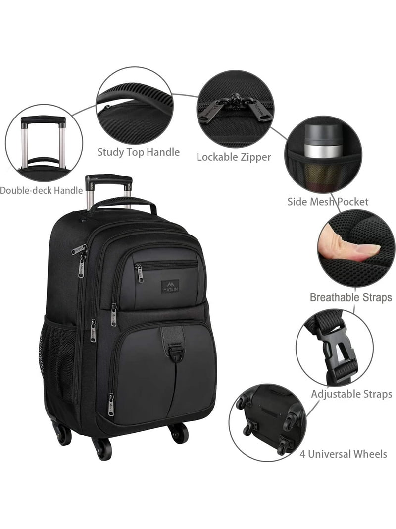 4-Wheel Rolling Backpack 17" - Waterproof Wheeled Travel Bag for Men Women, Airline Approved Carry-On 4-Wheel Rolling Backpack 17" - Waterproof Wheeled Travel Bag for Men Women, Airline Approved Carry-On