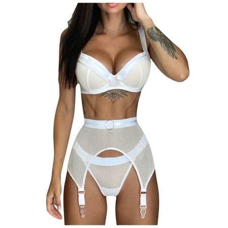 

YDKZYMD Women S Lace Sexy Lingerie Chemise With Garter Belt Set V Neck 3 Pieces Babydoll Bodysuit Teddy Sheer Bra And Panty Underwear Set