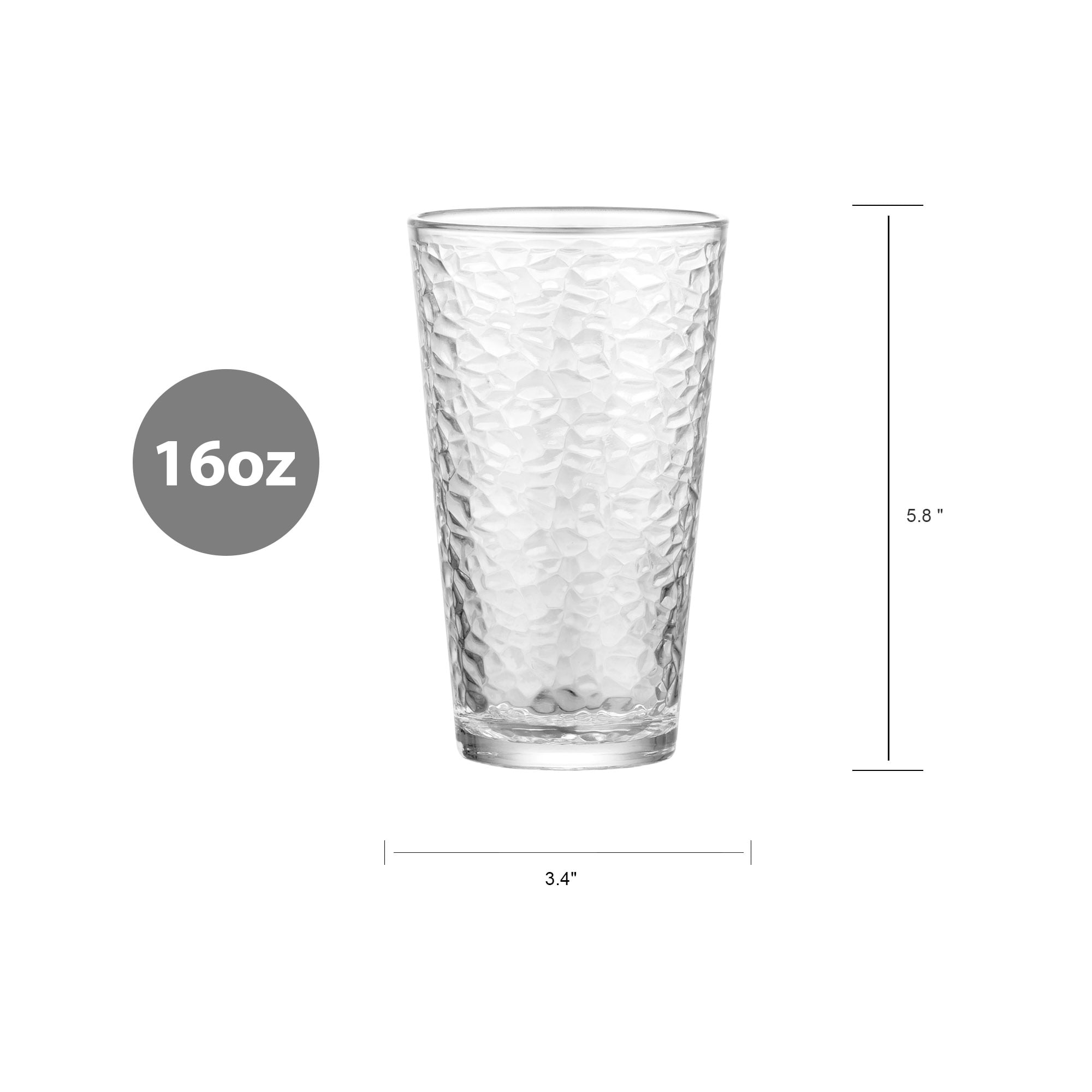 Mainstays Annesdale Drinking Glasses, 16 oz, 8 Pieces