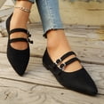 thumbnail image 4 of Rokment Womens Ballet Flat Dressy Shoes Fashion Casual Double Buckles Suede Pointed Toe Mary Jane Walking Dress Loafers for Bride Wedding Black Size 6, 4 of 6