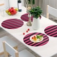 thumbnail image 6 of Ryvnso Pink and Black Stripe Pattern Round Plate Mats Dining Table Placemat Set of 4 for Holiday Decoration, 6 of 7