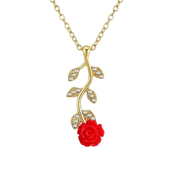Rosa Colgante Cadena Clavícula Flor Collar Collares Colgantes