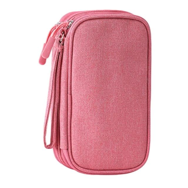 Moyic Bolsa de almacenamiento portátil y ligera de tela para viajar con asa para productos digitales para facilitar su transporte Almacenamiento y organización del hogar Rosa