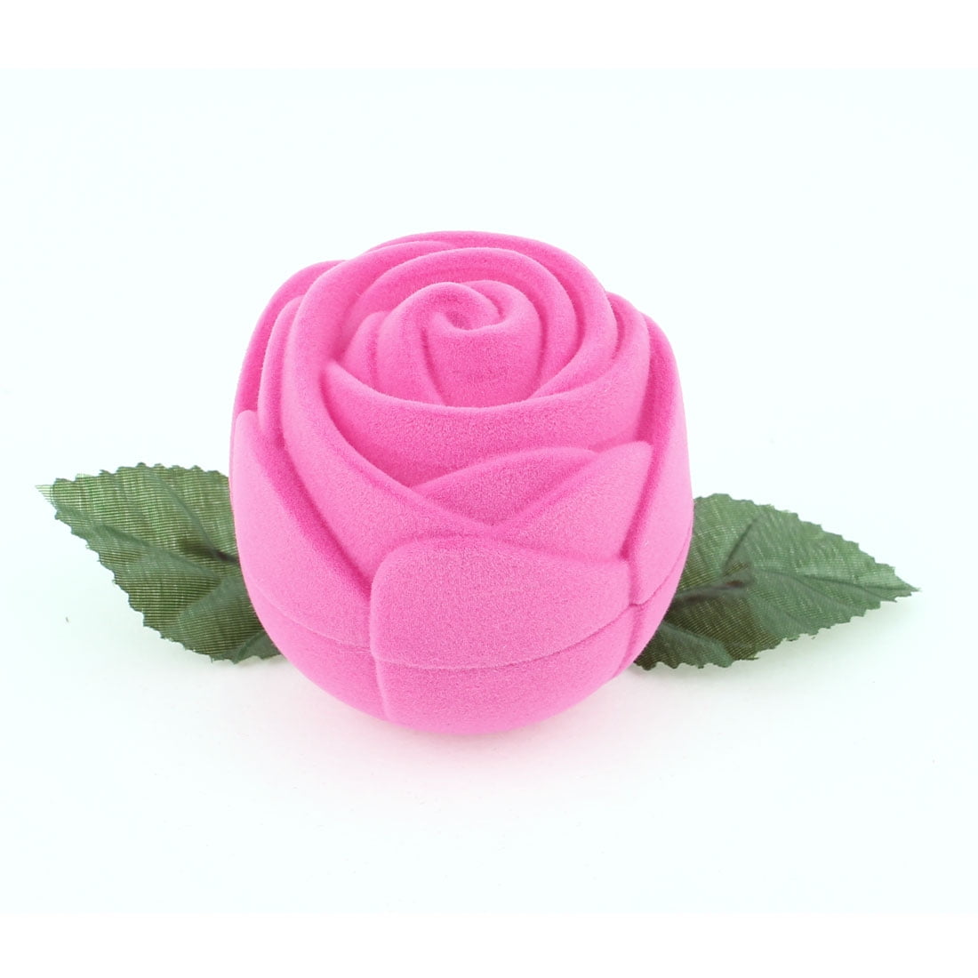 flannel coated rose shape jewelry storage wedding ring holder case