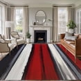 thumbnail image 3 of Red And Black Strip Area&nbsp;Rug 5x7ft Classic Modern Art Non-Slip&nbsp;Washable Square&nbsp;Rugs Soft Felt Indoor Floor Mat for Bedroom Kitchen Living Room Bathroom, 3 of 9